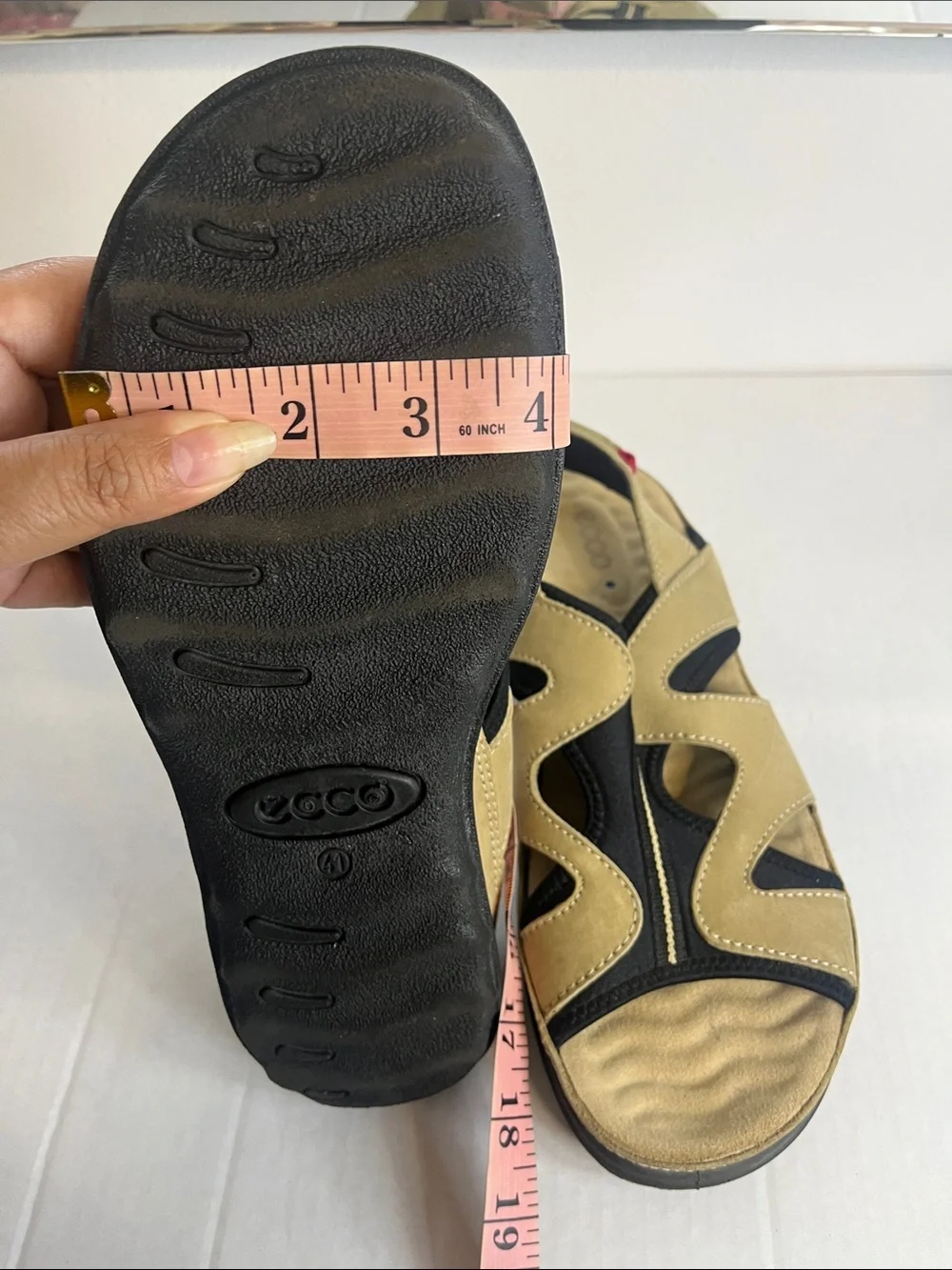 Ecco Men's Tan and Black Open-Toe Sandals
